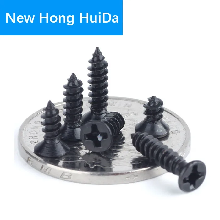 

M1 M1.2 M1.4 M1.5 M1.7 Phillips Cross Recessed Flat Head Machine Screw Metric Thread Countersunk Bolt Black Steel
