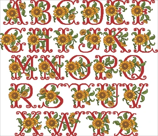 

cross stitch kits authentic Egyptian long-staple cotton from UNprinting kit with needle-free sunflower alphabet chart
