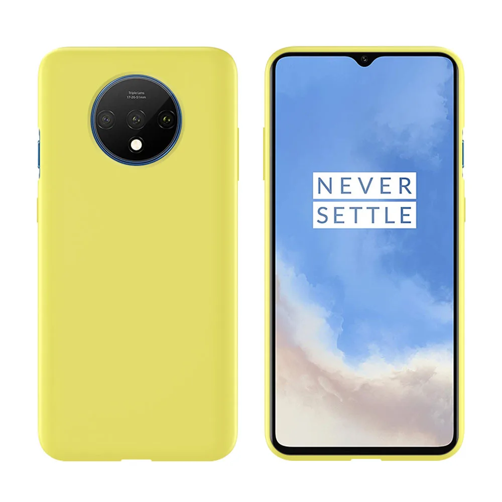 Для Oneplus 7T Pro чехол мягкий жидкий силиконовый чехол ультра тонкий для OnePlus 7T 7 6T 6 Pro 360 градусов полный защитный чехол для телефона - Цвет: Флуоресцентный желтый