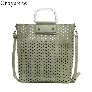 

Croyance Fashion Ladies Handbags Set PU Leather Crossbody Bags for Women Hollow Out Shoulder Bag Female Summer Beach Bags 2020