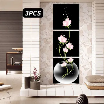 

Canvas Painting Lotus Flower Pattern Oil Painting Wall Picture 3 Panels Hotal Living Room Home Decor No Framed Gallery