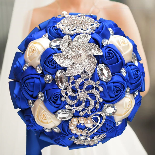 Youlapan Sf4 Gorgeous Wedding Flowers Bridal Bouquets Crystal Sparkle Royal  Bule Silk Rose Bridal Bouquet Holders With Tassel - Wedding Bouquet -  AliExpress