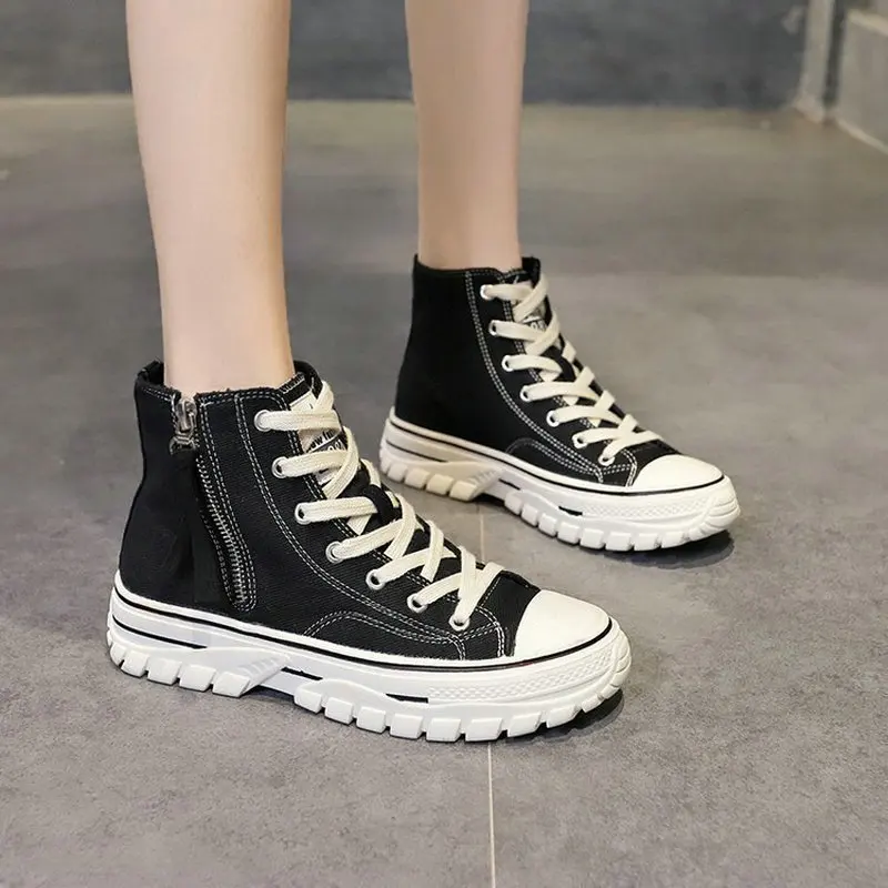

Autumn tide shoes sneakers ins Korean version of the wild students British super fire high canvas shoes chaussures femme ZZ-49