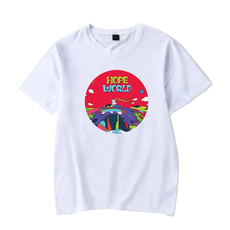 Футболка Kpop HOPE WORLD модная футболка с рисунком Женская хлопковая белая коротким