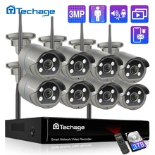 Kit de cámara inalámbrica de seguridad, sistema de videovigilancia con grabación de Audio bidireccional, P2P, WIFI, IP, 8 canales, 3MP