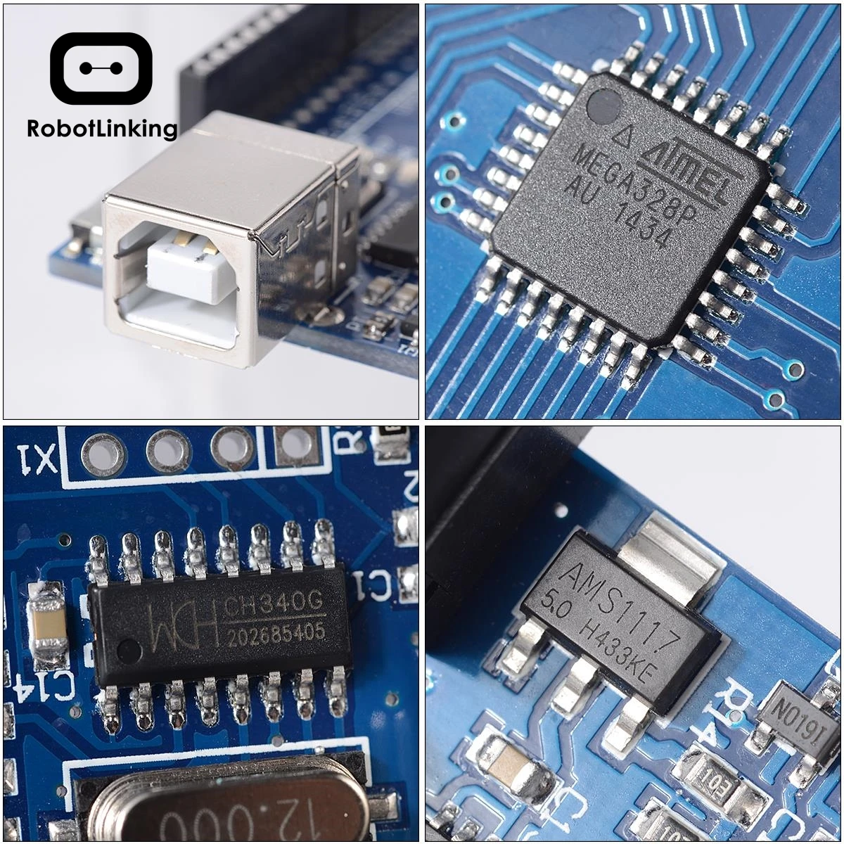 UNO R3 Placa de desarrollo ATmega328P CH340 CH340G para Arduino UNO R3 con cabezal de Pin recto