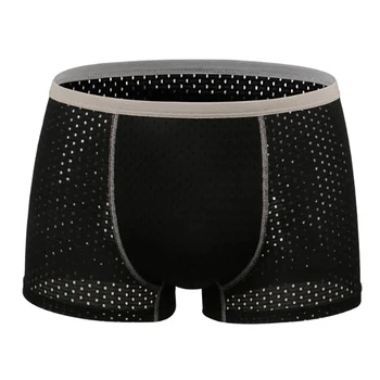 

Men Underwear Mens Ultra-thin Transparent underpants Male Mesh Quick Dry Mid-rise large size Four Corner Knickers Underwear