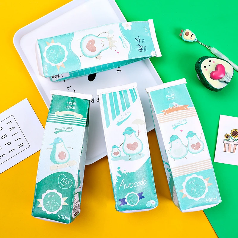 1 Uds Kawaii lápiz caso aguacate leche regalo Estuches la escuela caja de lápices estuche lápiz artículos para la del colegio de papelería|Bolsas para lápices| - AliExpress