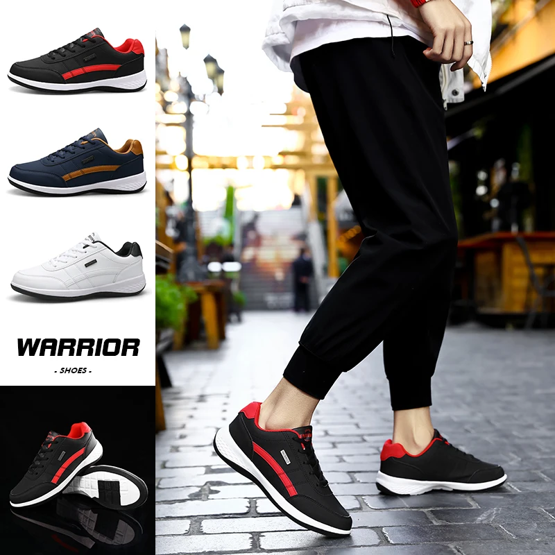 Men's Sports Casual Shoes Fashion PU Leather Shoes Outdoor Spring/Autumn Comfortable Flat Sneakers
