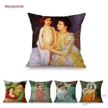 

America Female Impressionism Painter Mary Cassatt World Famous Oil Painting Cozy Home Sofa Pillow Case Lovely Girl Cushion Cover