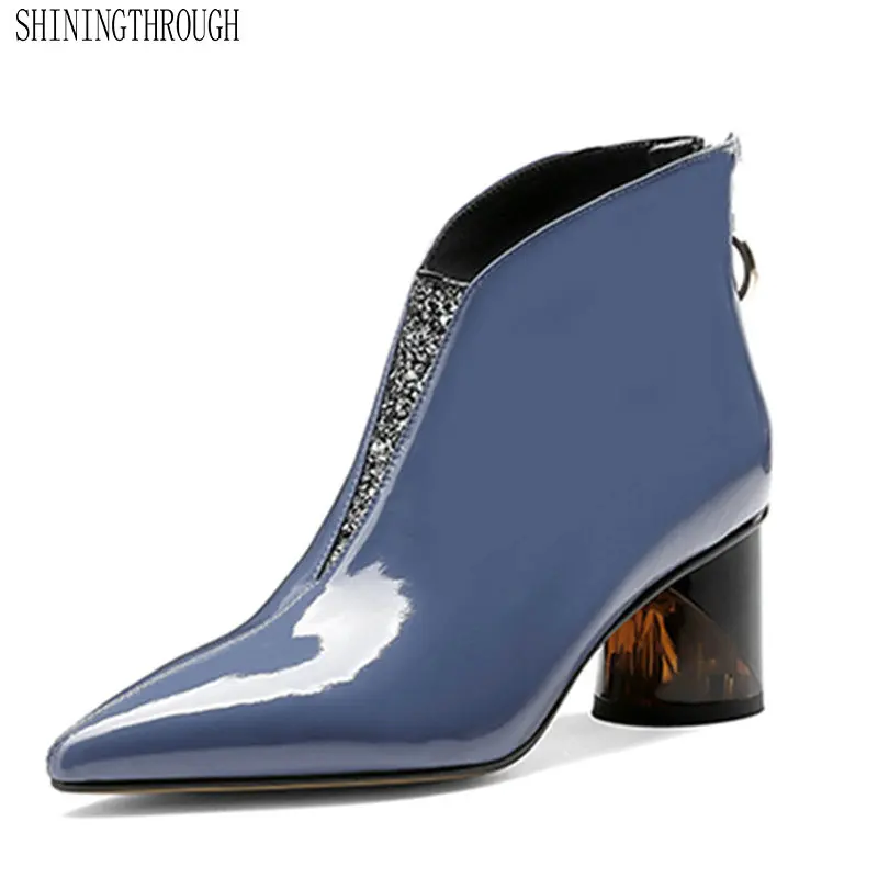 

Elegant Women Ankle Boots Pointed Toe High Heels Office Prom Shoes Woman Warm Autumn Winter Chelsea Boot Genuine Leather