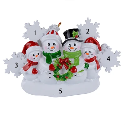 Смола оптом Снеговик Семья 3 рождественские украшения персонализированные подарки, которые могут написать свое имя для праздника и домашнего декора