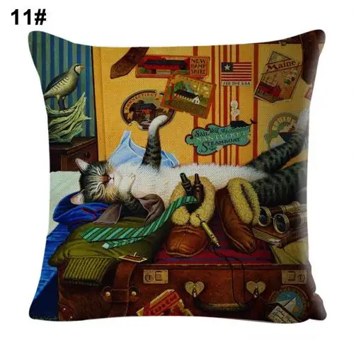 45x45 см Симпатичный книги кошки Подушка Чехол для подушки диван-кровать кафе Офис Подушка Чехол домашнего декора - Цвет: 11