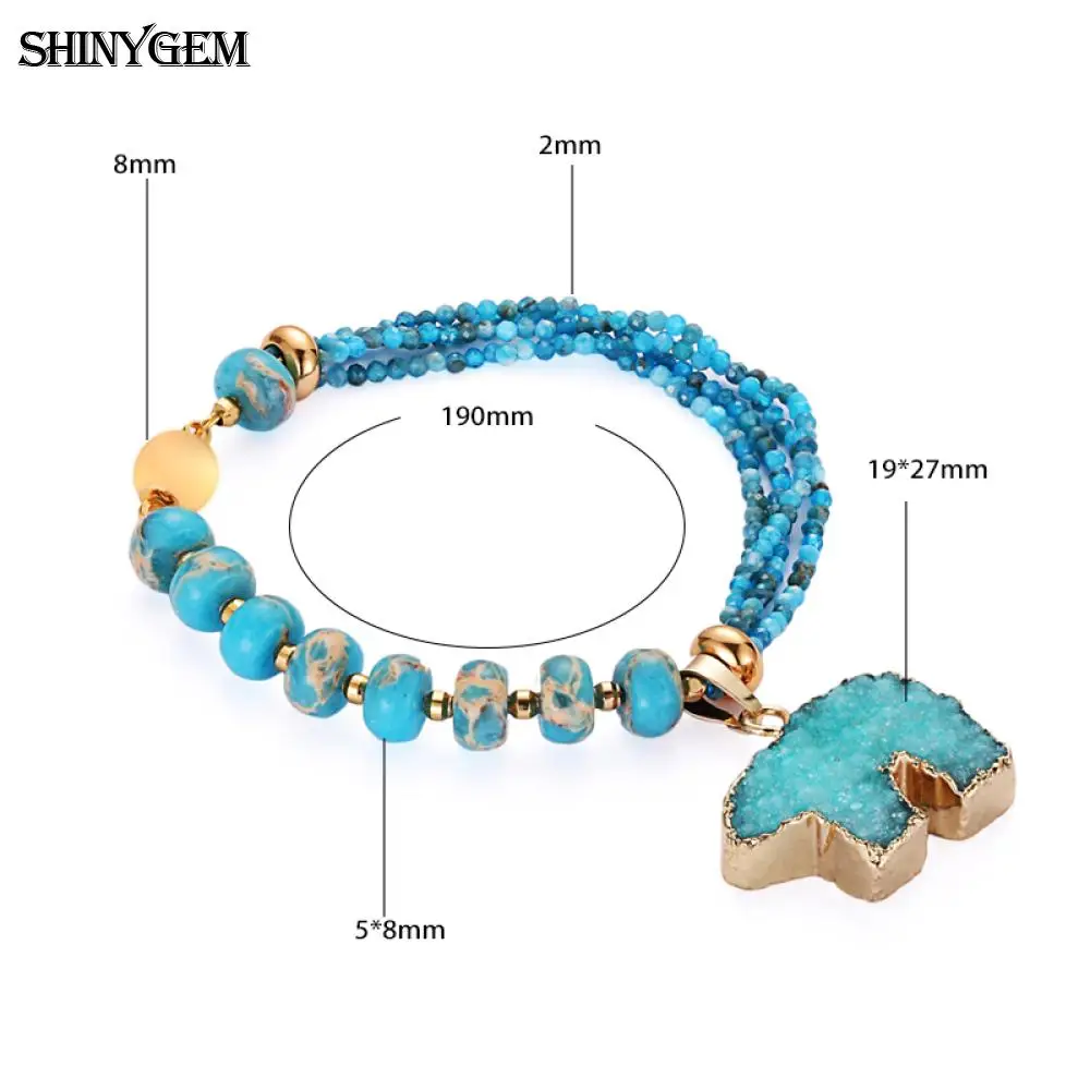 ShinyGem ручной работы морской осадочный бисерный браслет голубая Друза полярный медведь очаровательный браслет милые стразы браслеты для женщин пары