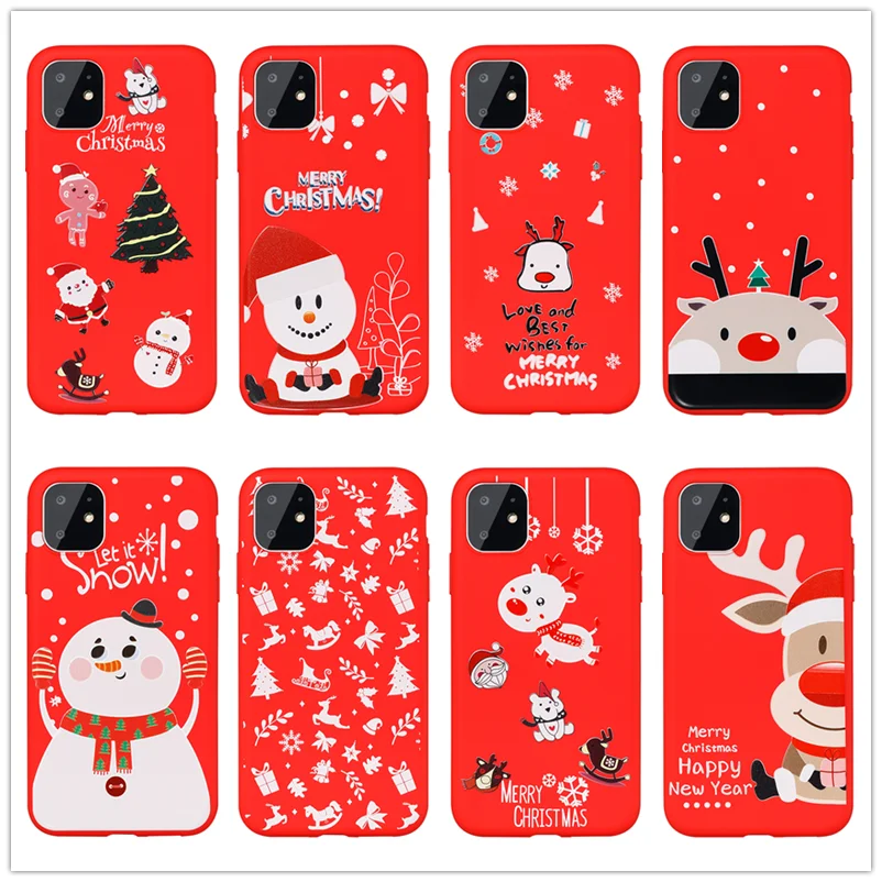 For Funda iphone 11 Case Marry Christmas Tree Reindeer Santa Claus Cover Accessories Coque |