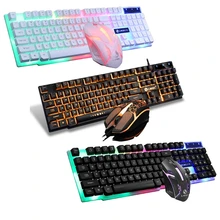 

New USB Wired Gaming Keyboard Mouse Keyboard Set Colorful Rainbow 104 Keys RGB Backlight Gaming Mouse and Keyboard Kit Home