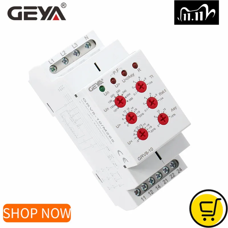 GEYA GRV8 10 Новое 36 мм широкое 3 фазное реле контроля напряжения с временем сброса 0 1 С