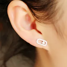 Новое поступление, 925 пробы серебряные серьги-гвоздики прямоугольной формы с фианитами для девушек и женщин, модные французские нежные ювелирные изделия