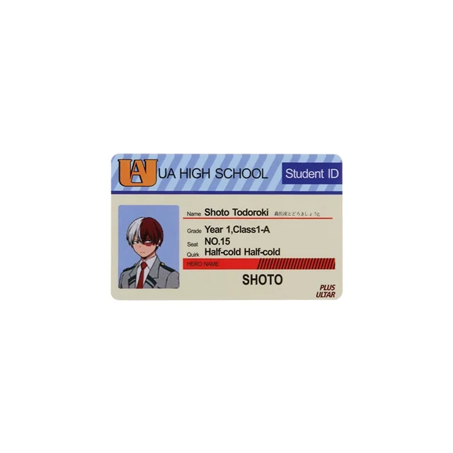1PCS Anime Peripheral My Hero Academia PVC Student ID Card School Food Card Cosplay Prop PVC Collection Card Accessories 01