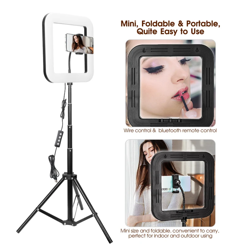 Квадратный кольцевой светильник для селфи 28 см светодиодный штативом камеры |