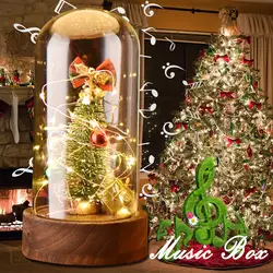 Искусственное украшение Рождественская елка в стеклянном куполе со светодиодный подсветкой музыкальная шкатулка искусственный декор из