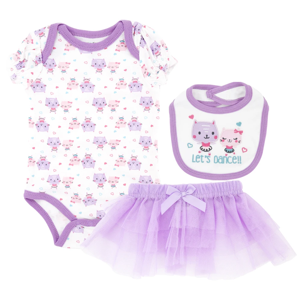 Kavkas/комплект летней одежды для маленьких девочек, боди+ платье/штаны+ нагрудник, хлопковый комбинезон для новорожденных, верхняя одежда на возраст от 0 до 3 месяцев