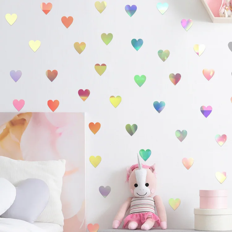 Bunte Kopfsteinpflaster-Wandaufkleber in Herzform für Kinderzimmer, Schlafzimmer, Heimdekoration, Glasfenster, Tapeten, DIY-Kombinationsaufkleber – Detail 10