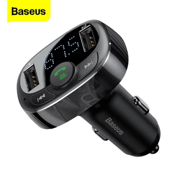 Baseus 3.4Aデュアルusb車の充電器キットハンズフリーfmトランスミッタaux変調器オーディオMP3プレーヤーのbluetoothカーusb充電