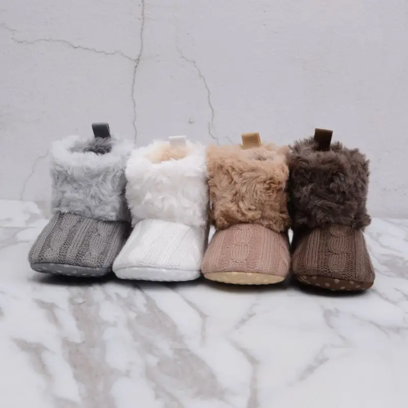 Cute Autumn Winter Infants Shoes Baby Girl Boy Polka Dot Knitting Boots Casual Sneakers Non-slip Soft Soled Walking Shoes