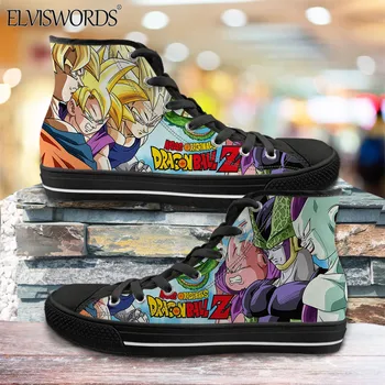 

ELVISWORDS Cool Dragon Ball Z Sneaker for Boys Hot Animation High Top Canvas Shoes Men's Casual Outdoor Durable Vulcanized Shoe