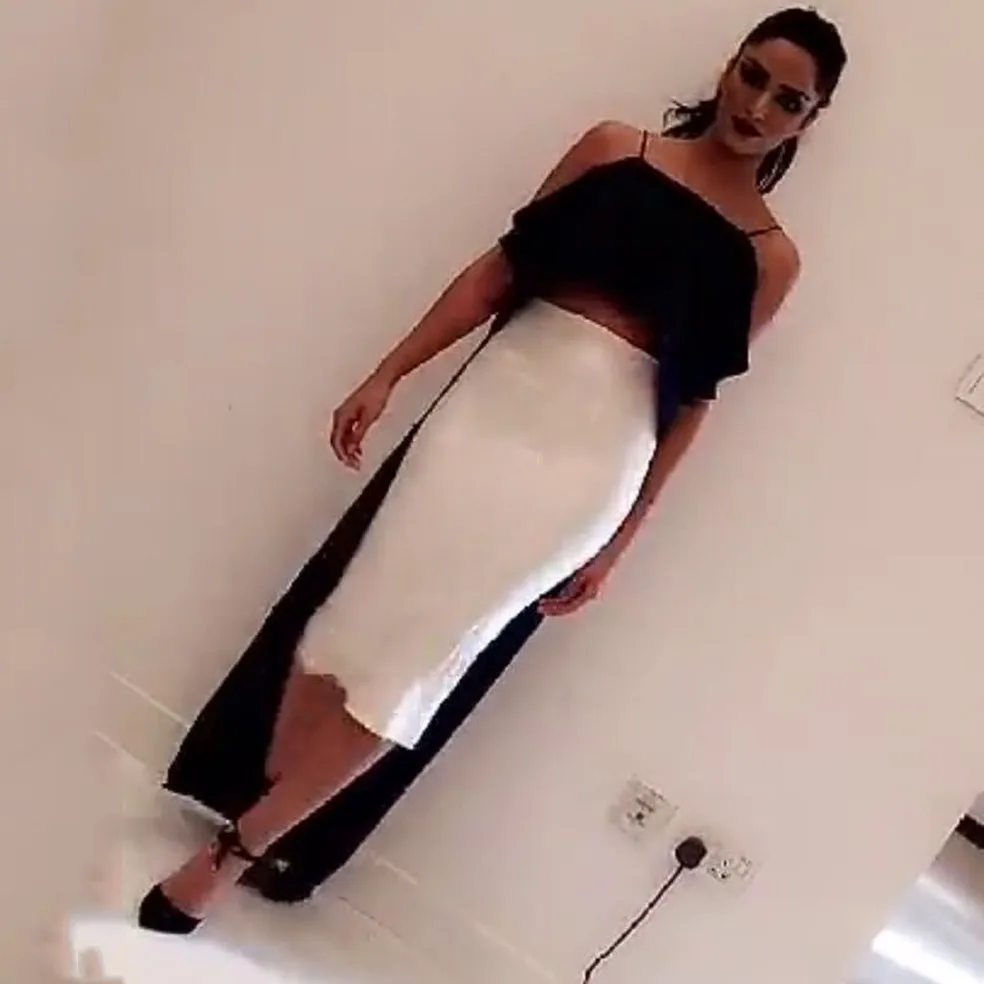 

wedding decoration 2018 Black and WhitE Spaghetti Strap Two Pieces Tea Length Prom mother of the bride Dresses