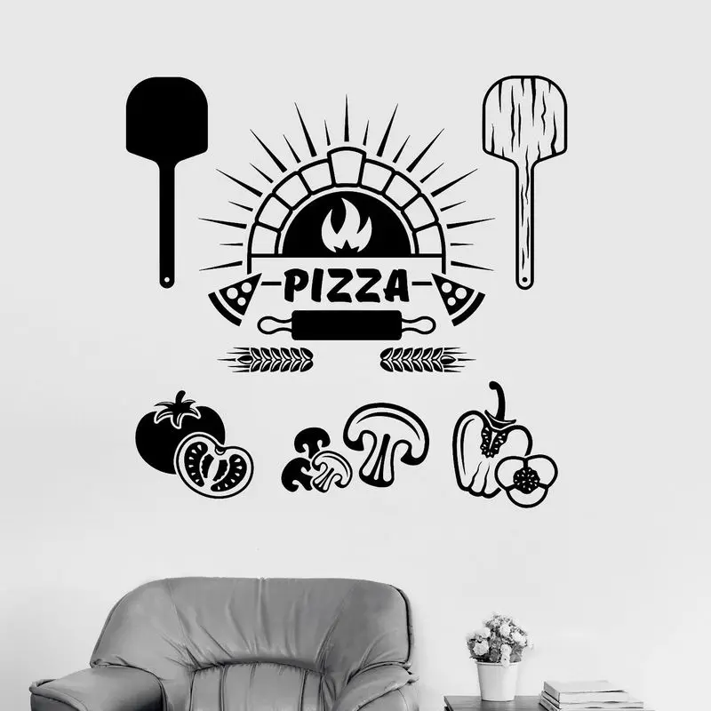 DCTAL Pizza Sticker Food Decal Poster Vinyl Art Wall Decals Pegatina Quadro Parede Decor Mural Pizza Sticker