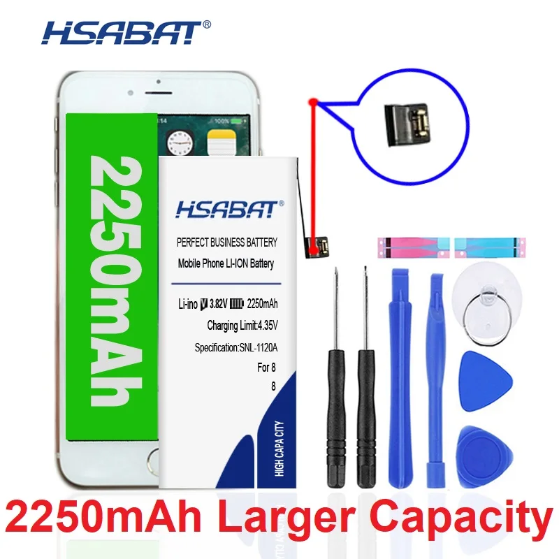 

HSABAT 0 Cycle 2250mAh Battery Use for iphone 8 High Quality Batteries