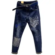 Женские джинсы с котом, весна-осень, новая мода, высокая талия, свободные штаны от harlan