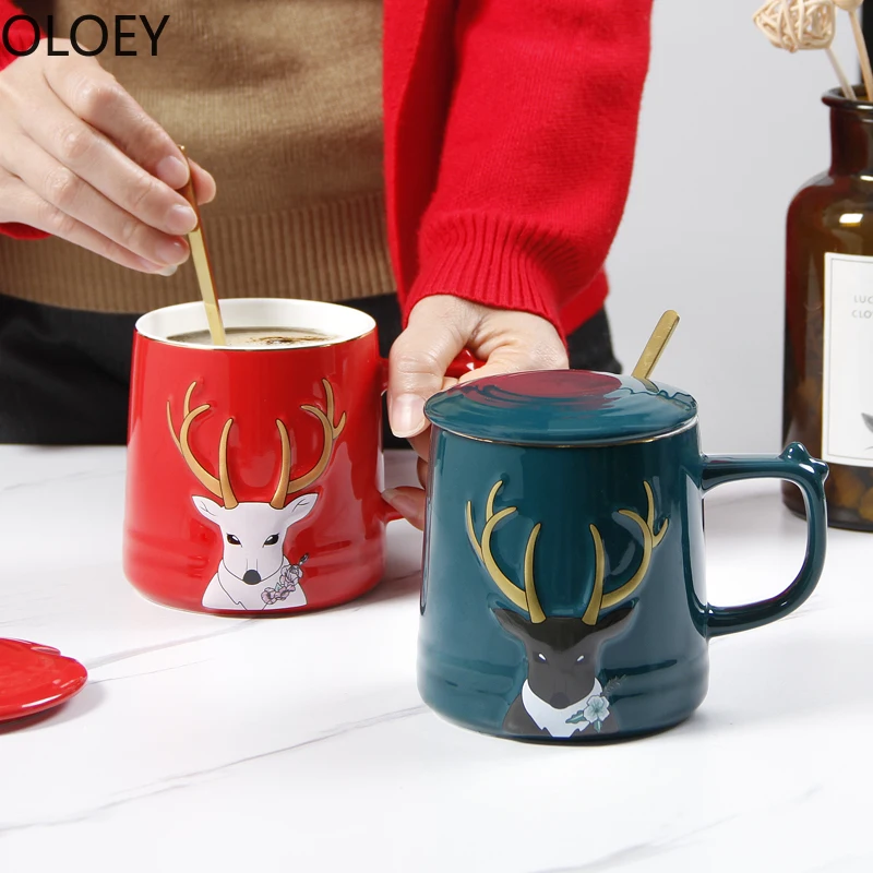 Кружки для кофе с рисунком оленя креативные рождественские милые кружки чая