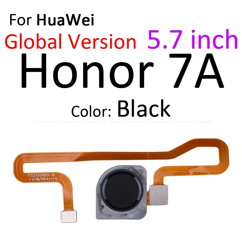 Сенсорный ID сканер отпечатков пальцев разъем гибкий кабель для HuaWei Honor Play 7X 7C 7A Pro Кнопка возврата дома ключ Замена части - Цвет: ForHonor7A 5.7 Black