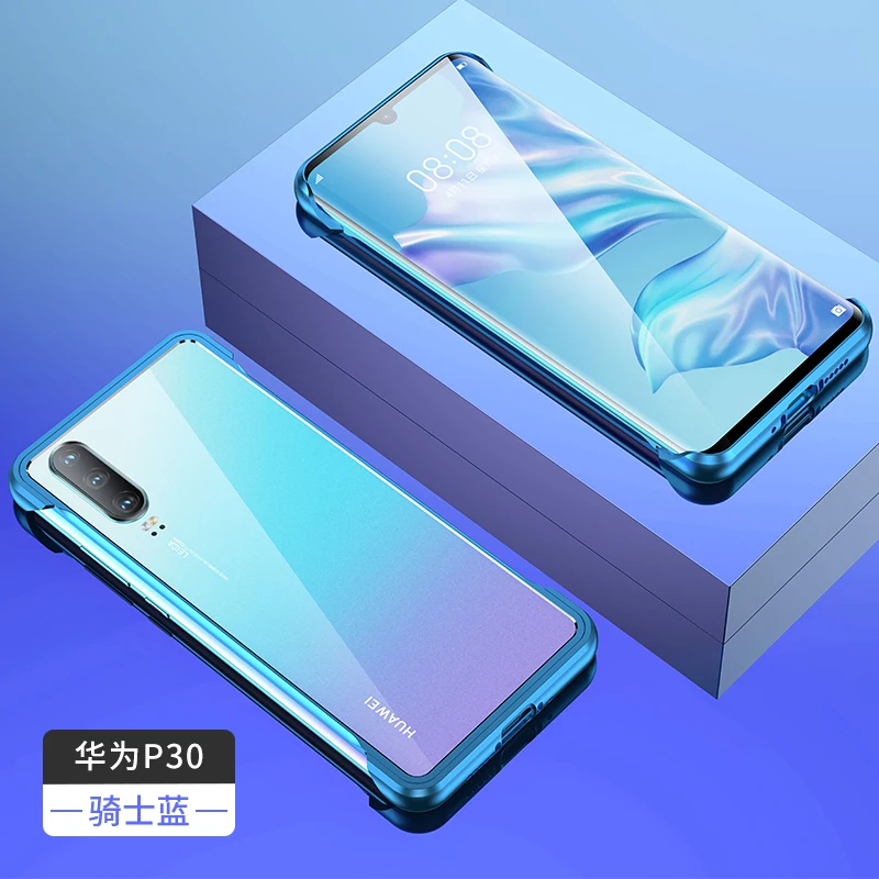 Магнитный чехол для huawei P30 Pro Case P30Pro тонкий Бескаркасный металлический корпус для huawei P30 P 30 стеклянная крышка задняя крышка без бортиков