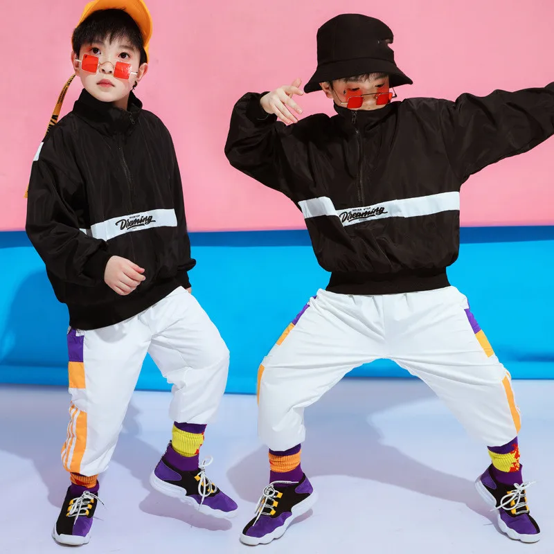 Children's Street Dance Wear Suit Loose Jacket+Pants 2 Piece Set Kids Girls Boys Hip Hop Costumes for Stage Performance 4-18T (6)