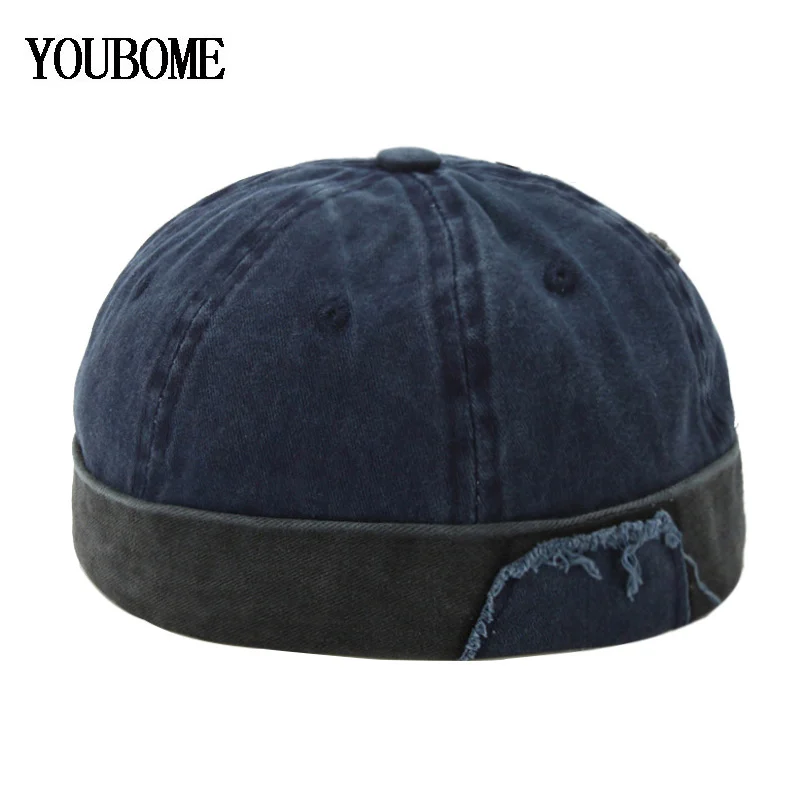 

Sailor Brimless Caps Men Solid Cotton Docker Skull Beanies Hats For Women Miki Rolled Cuff Street Retro Fisherman Beanie Hat Cap