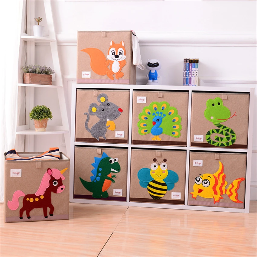 Кубик Оксфорд ткань животных вышивать складной ящик для хранения детские игрушки Органайзер детская корзина для хранения мелочей сумка для хранения 33*33*33