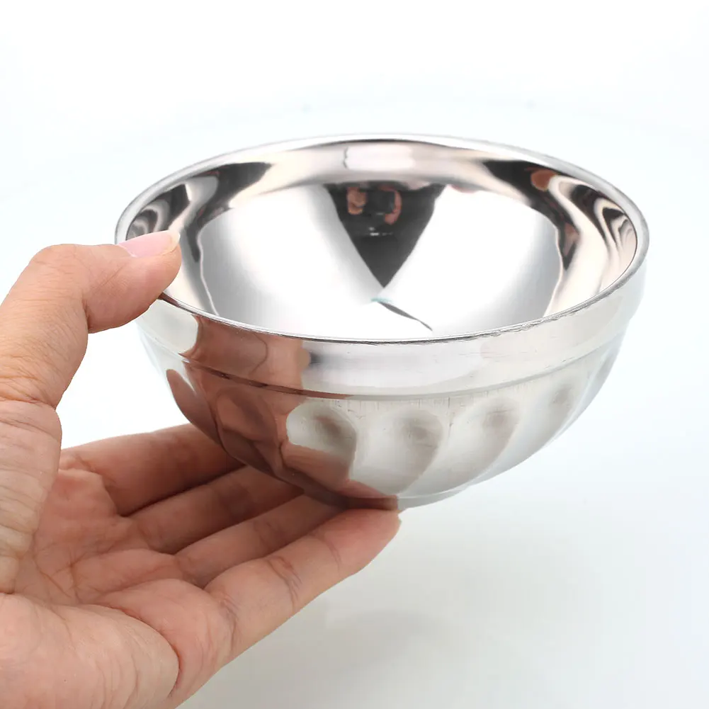 Stainless Steel Bowls Silver Color Kitchen Dual-Layers Double-Deck Rice Food Storage Utensil Dinnerware Container