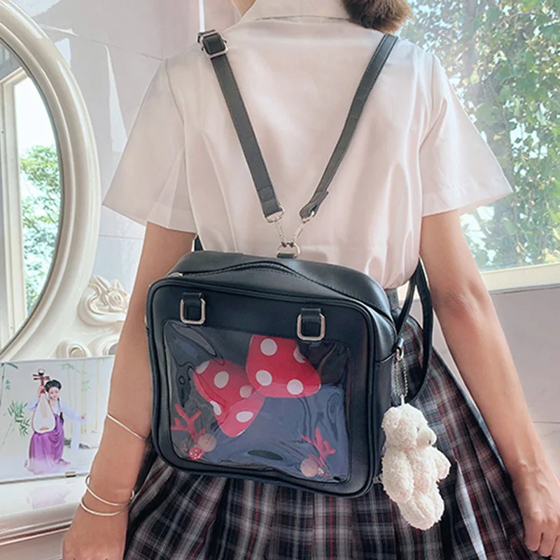 Itabag Backpack School-Bags Square Clear Women Kawaii Girls Cute PU 3-Ways Sac