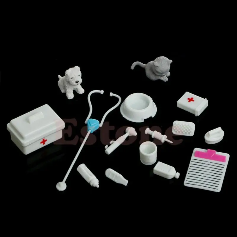 

Set of 14pcs Medical Equipment Box Doctor Nurse Tools Toys Kit For Baby Doll E65D