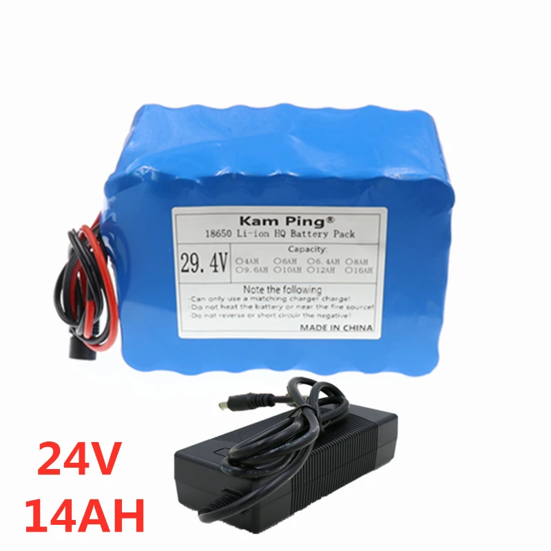 

NEW 7S4P 24V Battery 14Ah 29.4V14000AH 18650 Li ion battery pack with 15A BMS electric bicycle electric motorcycle light bicycle