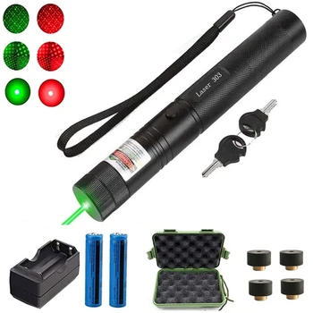 

8000m Green Laser Sight Red Laser 303 Pointer High Powerful Device Adjustable Focus Lazer Laser Head Includes 18650 battery