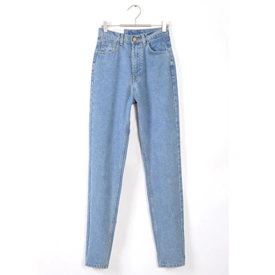 Винтажные женские джинсы с высокой талией,, обтягивающие, черные, синие, мама, джинсы для женщин в стиле бойфренд, джинсовые штаны, женские брюки, уличная одежда - Цвет: Light blue