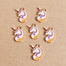 10pcs 9*15 mm Cartoon Enamel Unicorn Charms for Necklaces Pendant Earrings DIY Colorful Animal Charms Jewelry Making Accessories