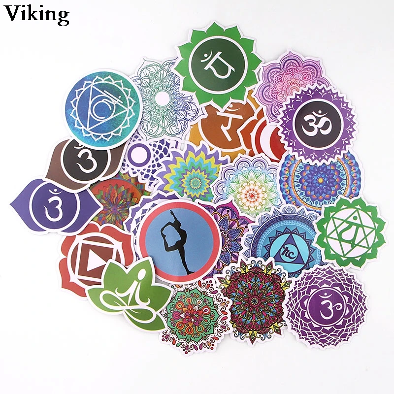

24 Pcs/set Yoga Stickers Geometric Patterns Sticker PVC Sticker Waterproof Car Skateboard Sticker For Luggage Laptop G0461