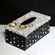 Роскошный белый Хрустальный бумажный чехол для полотенец с цветами отличный подарок для женщин и девочек, серебряная крокодиловая кожа, автомобильная коробка для салфеток