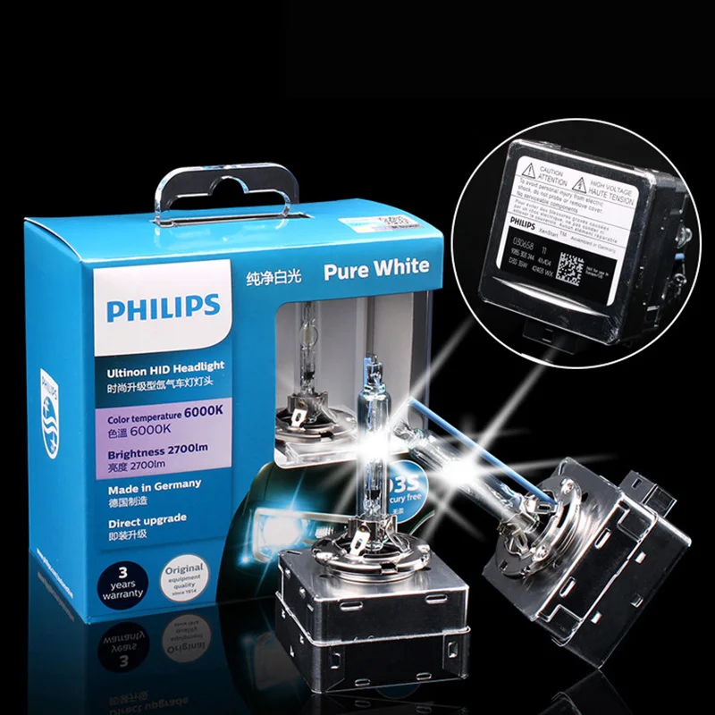 Philips D1S 85410W X 35W Ксенон Ultinon HID 6000K яркий белый светильник, автомобильный обновленный головной светильник, лампы для быстрого запуска, пара